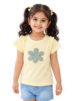 Bloom Up - Yellow Flower Applique Kids T-Shirt