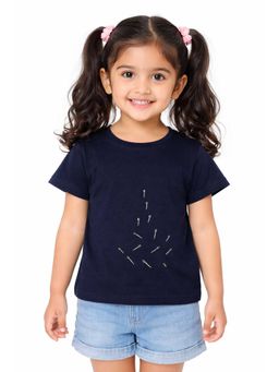 Bloom Up - Navy Blue Minimal Graphic Kids T-Shirt