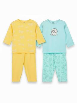 Kidbea - Organic Cotton Baby Full Sleeve T-Shirt & Pyjama (Pack of 4)