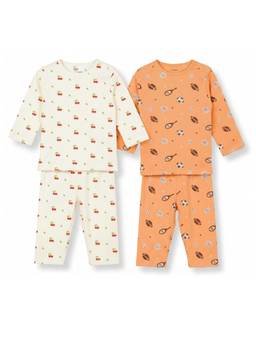 Kidbea - Organic Cotton Baby Full Sleeve T-Shirt & Pyjama (Pack of 4)