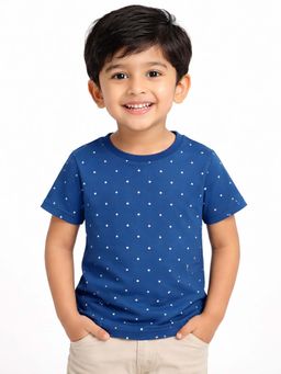 Bloom Up - Blue Polka Dot Kids T-Shirt