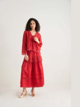 Raas Life - Beauty Red Jacket With Skirt