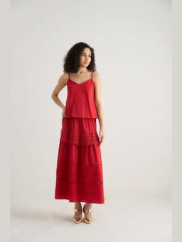 Raas Life - Beauty Red Top With Skirt