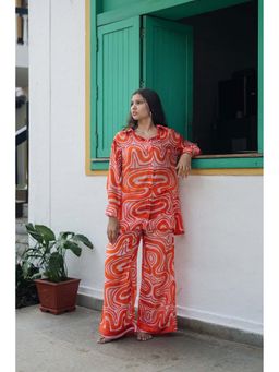 Raas Life - Maria Orange Shirt With Pant Co-Ord's