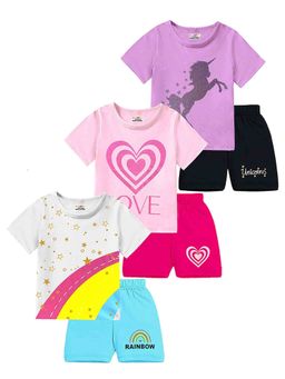 Kuchipoo - Girls T-Shirts And Shorts Multi-Color (Set of 6)