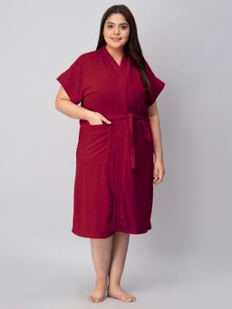 LacyLook - Women Micro Terry Cotton Bathrobe - Maroon