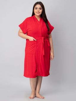 LacyLook - Women Micro Terry Cotton Bathrobe - Red