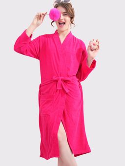 LacyLook - Women Micro Terry Cotton Bathrobe - Pink