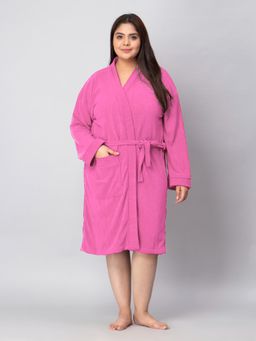 LacyLook - Women Micro Terry Cotton Bathrobe - Pink