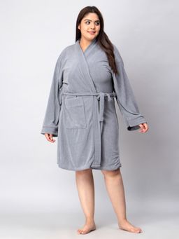 LacyLook - Women Micro Terry Cotton Bathrobe - Grey
