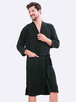 LacyLook - Men Micro Terry Cotton Bathrobe - Green