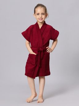 LacyLook - Kids Micro Terry Cotton Soft, Absorbent Bathrobe - Maroon