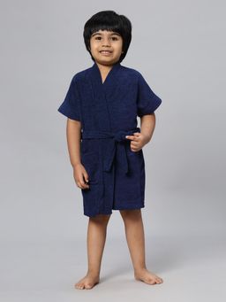 LacyLook - Kids Micro Terry Cotton Soft, Absorbent Bathrobe - Navy Blue
