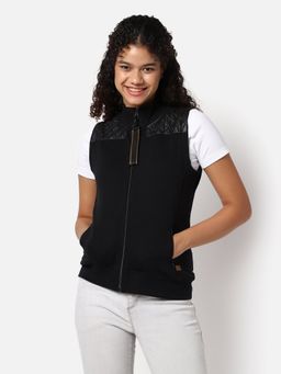 Campus Sutra - Womens Solid Gilet Jacket Black