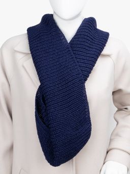 Kazo - Solid Knitted Infinity Scarf - Navy Blue