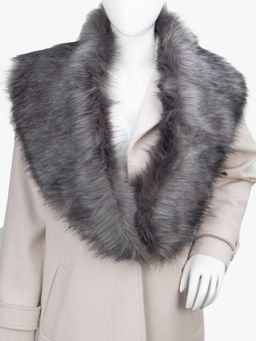 Kazo - Luxury Wide Scarf With Soft Fur - Grey