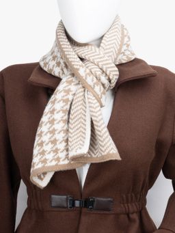 Kazo - Combo Knitted Patterned Scarf - Beige