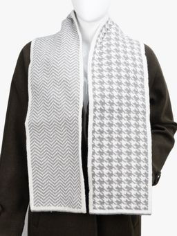 Kazo - Combo Knitted Patterned Scarf - Grey