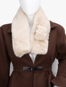 Kazo - Luxury Wide Scarf With Soft Fur - Brown