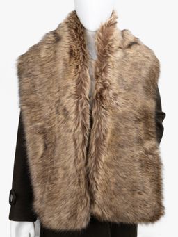 Kazo - Luxury Wide Scarf With Soft Fur - Brown