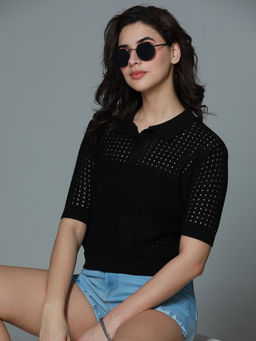 High Star - Polo Crochet Cotton Top