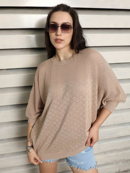 High Star - Cotton Crochet Batwing Sleeve Top