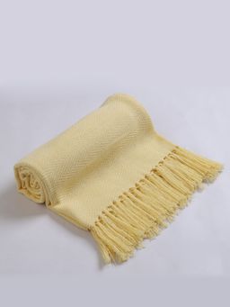 Jamio FIrati - Plain Yellow Solid Design Cotton Throw (125 x 150 cm)
