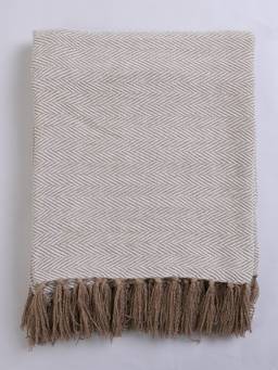 Jamio FIrati - Zigzag Design Off White & Brown Cotton Throw (125 x 150 cm)