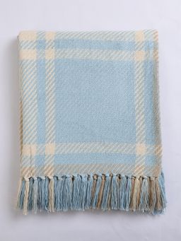 Jamio FIrati - Geometrical Blue Solid Design Cotton Throw (125 x 150 cm)