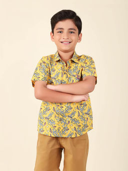 Fabindia - Yellow Cotton Printed Shirt