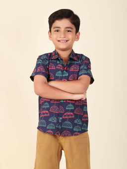 Fabindia - Navy Cotton Printed Shirt