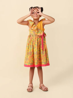 Fabindia - Yellow Cotton Printed Dress