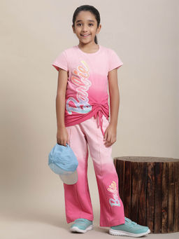 Kidsville - Barbie Printed Regular Fit T-Shirt with Pant-Pink (Set of 2)