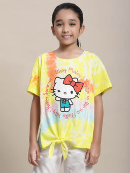 Kidsville - Hello Kitty Printed Regular Fit T-shirt For Girls-Multi-Color