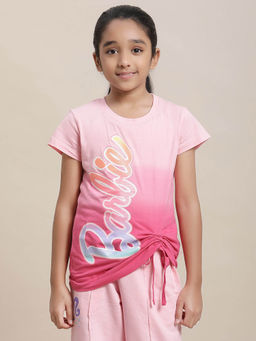 Kidsville - Barbie Printed T-shirt For Girls-Pink