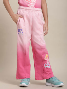 Kidsville - Barbie Printed Regular Fit Joggers For Girls-Pink
