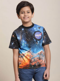Kidsville - Nasa Printed Regular Fit T-shirt For Boys-Multi-Color