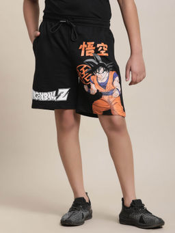 Kidsville - Dragon Ball Z Printed Regular Fit Shorts For Boys-Black