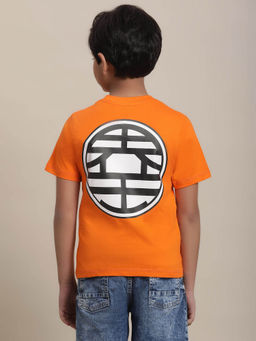 Kidsville - Dragon Ball Z Printed Regular Fit T-shirt For Boys-Orange