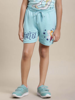 Kidsville - Frozen Printed Regular Fit Shorts For Girls-Blue
