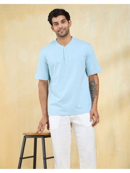 Fabindia - Men Light Blue Organic Cotton T-Shirt