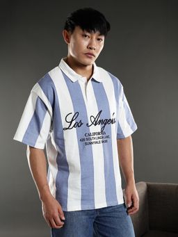 Eszett - Men Los Angeles Oversized Stripes Polo T-Shirt