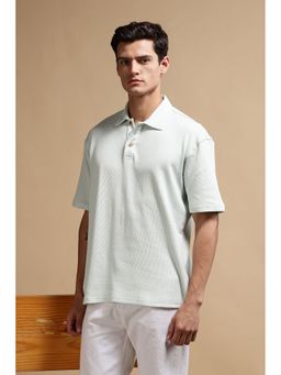 Eszett - Men Classic Mint Green Oversized Textured Polo T-Shirt