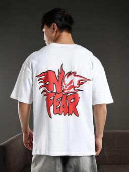 Eszett - Men No Fear White Oversized T-Shirt