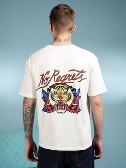 Eszett - Men No Regrets White Oversized T-Shirt