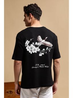 Eszett - Men Sanctuaries Black Oversized T- Shirt