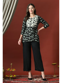Sia - Ab Pehnegi Duniya - Women's Black Rayon Floral Print Co-Ord Set