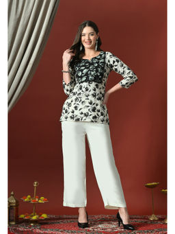 Sia - Ab Pehnegi Duniya - Women's White Rayon Floral Print Co-Ord Set