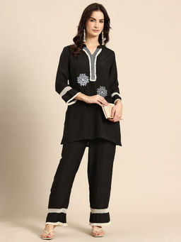 Sia - Ab Pehnegi Duniya - Women's Black Art Silk Embroidered Co-Ord Set