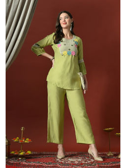 Sia - Ab Pehnegi Duniya - Women's Green Art Silk Embroidered Co-Ord Set